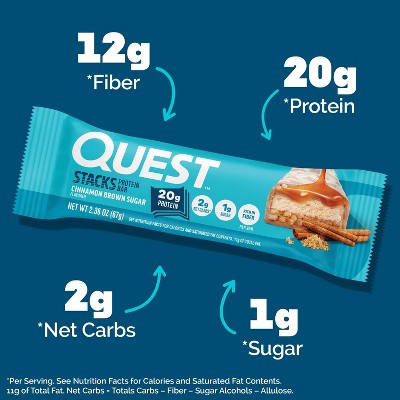 Quest Nutrition Cinnamon Brown Sugar Stacks Protein Bars - 20g Protein - 28.32oz/12ct: Chewy, Ready to Eat