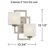 Possini Euro Design Modern Wall Light Sconces Set of 2 Brushed Nickel Hardwired 13 3/4" 2-Light Fixture Opal Glass for Bedroom - 4 of 4