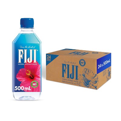 FIJI Natural Artesian Bottled Water - 500mL / 16.9 Fl Oz Bottle (Pack of 24)