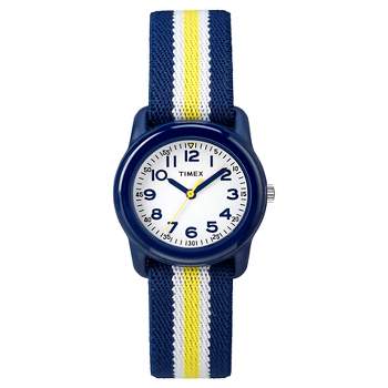 Kid's Timex Watch with Striped Strap - Navy Blue/Yellow TW7C058009J