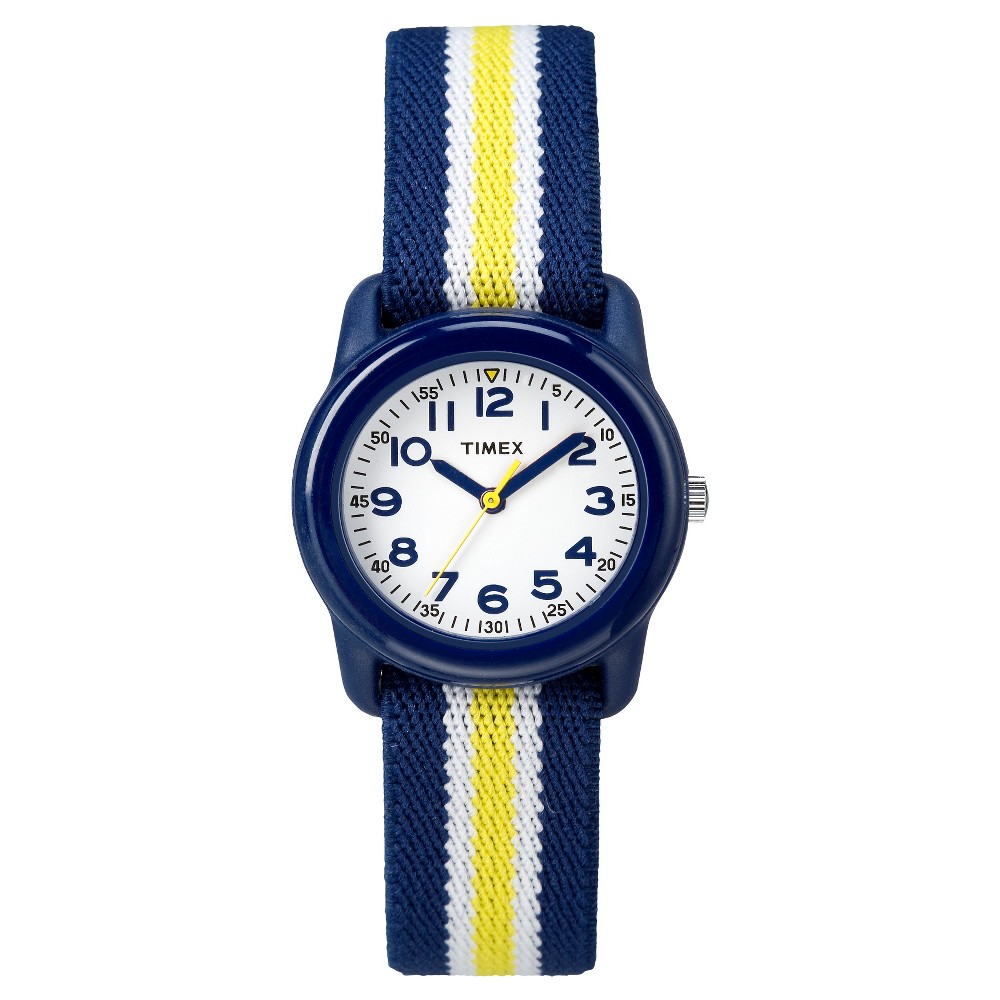 Photos - Wrist Watch Timex Kid's  Watch with Striped Strap - Navy Blue/Yellow TW7C058009J 