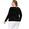 Agnes Orinda Women's Plus Size Long Sleeve Peter Pan Collar Stars Vintage Velvet Blouse - 4 of 4