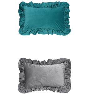 REGALWOVEN 2 Pcs Scalloped Trim Outdoor Throw Pillow Covers for Sofa Living Room Home Decor - 1 of 4