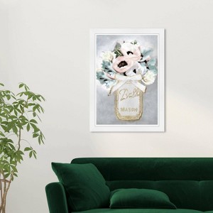 Wynwood Studio 15"x21" Mason Jar Mora Wall Art White Frame: Modern Botanical Canvas, Wood Composite, Vertical Layout - 1 of 3