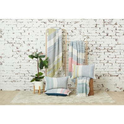 Berkley Green and Blue Cotton Rectangular Throw Pillow