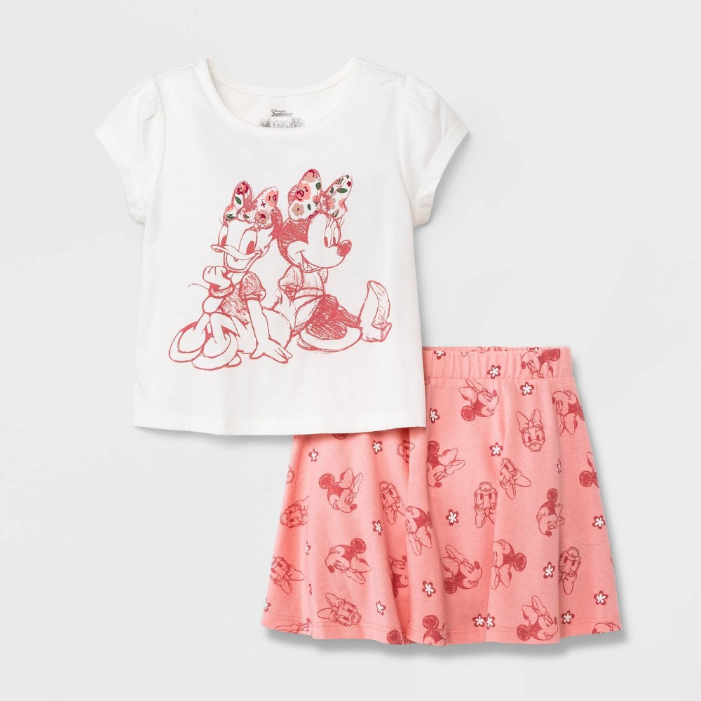 Toddler Girls' 2pc Minnie Mouse Top and Bottom Set - Pink/Cream 3T