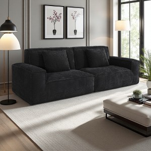 106.3" Large Striped Fabric Compression Sofa with High-Rebound Sponge & Comfortable Seating - 1 of 4