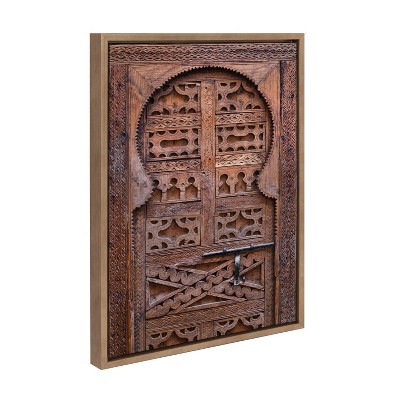 Gold Framed Morocco Marrakech Door Canvas Print, 18" x 24"