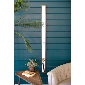 Tall Thin Wall Mirror 60"H – Antique Brass Metal & Glass Modern Wall Mirror By Kalalou - 1 of 3
