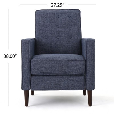 Dark Blue Microfiber Mid-Century Modern Recliner Set