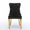 Akoasm Set of 2 Modern Tufted Solid Wood Velvet Upholstered Dining Chair with Gold Stainless Steel Plated Legs-Black - 4 of 4
