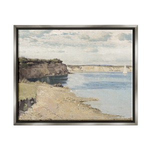 Stupell Industries Still Morning Oceanside Cliffs and a Sailboat Painting - 1 of 4