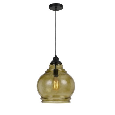 12.3" x 12.3" Rovigo Rippled Glass Pendant Amber - Cal Lighting