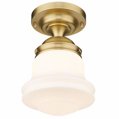 Heritage Brass and Opal Glass Globe LED Flush Mount