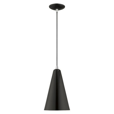 Shiny Black and Gold Mini Pendant Light with Metal Shade