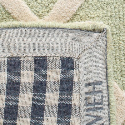 Elegant Light Green & Ivory Hand-Tufted Wool Accent Rug 24" Square