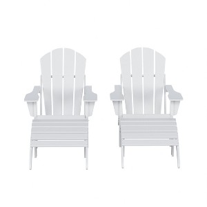 WestinTrends Malibu HDPE Outdoor Patio Folding Poly Adirondack Chairs with Ottomans (4-Piece Conversation Set) - 1 of 4