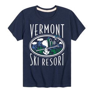 Boys' - Peanuts - Snoopy and Woodstock Vermont Ski Resort Short Sleeve Graphic T-Shirt - 1 of 4