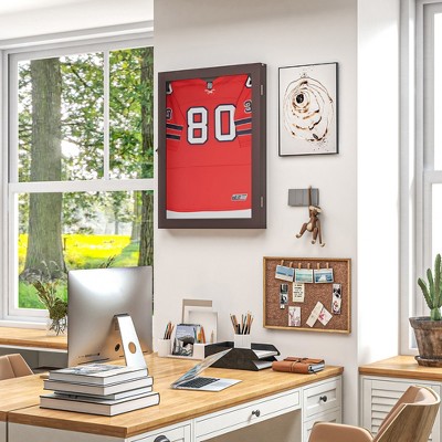 Brown Acrylic Lockable Wall Mounted Jersey Display Case