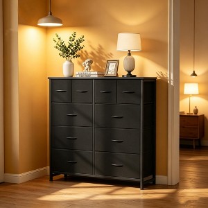 JIONJOY 10-Drawer Storage Cabinet - Easy Assembly Organizer for Bedroom,  with Qnti-Toppling Design and Adjustable Feet,Black