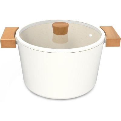 imarku Nonstick Stock Pot with Lid 6 Quart Cooking Pot Durable Soup Pot with Heat Resistant Wooden Handle Induction Cookware for All Stovetops