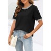 Coolmee Women's Tops Short Sleeve Striped Color Block T Shirts Crew Neck Loose Casual Tee Tops - 3 of 4