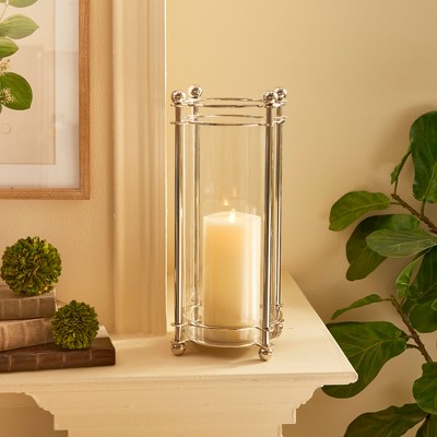 Lauren Silver Glass Hurricane Candle Holder Vase