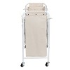 Honey-Can-Do Accordion Triple Sorter: White Steel Rolling Laundry Hamper with Wheels, Collapsible, Open-Top Design - 4 of 4
