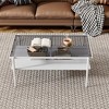 Rectangle Coffee Table, with Gray Tempered Glass top and Legs, Modern Table for Living Room - 3 of 4