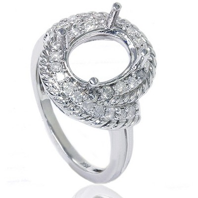 Pompeii3 3/8ct Vintage Braided Oval Ring Setting 14K White Gold