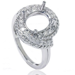 Pompeii3 3/8ct Vintage Braided Oval Ring Setting 14K White Gold - 1 of 4