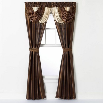 Kate Aurora Satin Semi Sheer Complete 5 Piece Window in a Bag Attached Curtain Set