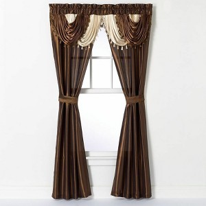 Kate Aurora Satin Semi Sheer Complete 5 Piece Window in a Bag Attached Curtain Set - 1 of 4