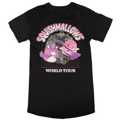 Squishmallows World Tour Crew Neck Short Sleeve Black Heather Women's Night Shirt