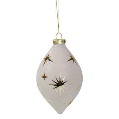 Northlight 5" White and Gold Star Patterned Christmas Ornament