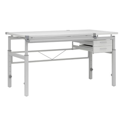 CraftMaster Adjustable Wood Drafting Table with Dual Top and Storage Drawers