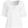 Lands' End Women's Elbow Sleeve Slub Lace Trim T-Shirt - 3 of 4