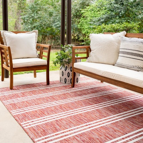 Unique Loom Outdoor Trellis Area Rug (7' x 10' - Rust Red)