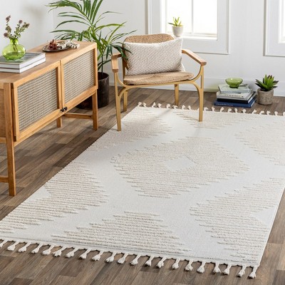 Trikomo Cream Synthetic Fur Square Area Rug 6'7" x 9'
