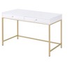 CAVINAS Glossy Gold Finish Writing Desk with 2 Drawers,Modern Home Office Desk w/Metal Legs and Luxe Design (20" Storage) - 2 of 4