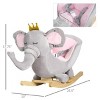 SEVOBAL Toy Vehicles Baby Elephant Rocking Chair with Sound Safety Belt and Wooden Base for Toddlers - 2 of 4