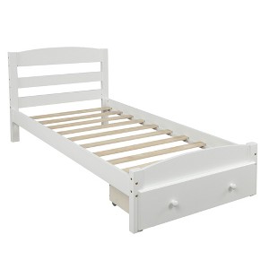 Bella Depot  79.5''L Platform Twin Bed Frame with Storage Drawer - 1 of 4