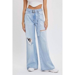 Women's Jenna High Rise Wide Leg Belted Jeans - CELLO - 1 of 3