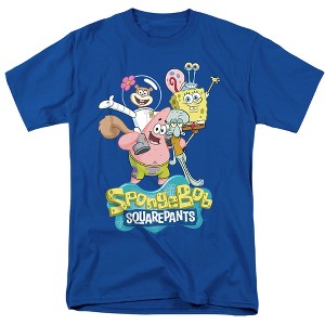 Spongebobspongebob Group Shot Adult T-Shirt Royal - 1 of 4