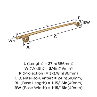Champagne Bronze 27" Stainless Steel Wall Mounted Towel Bar