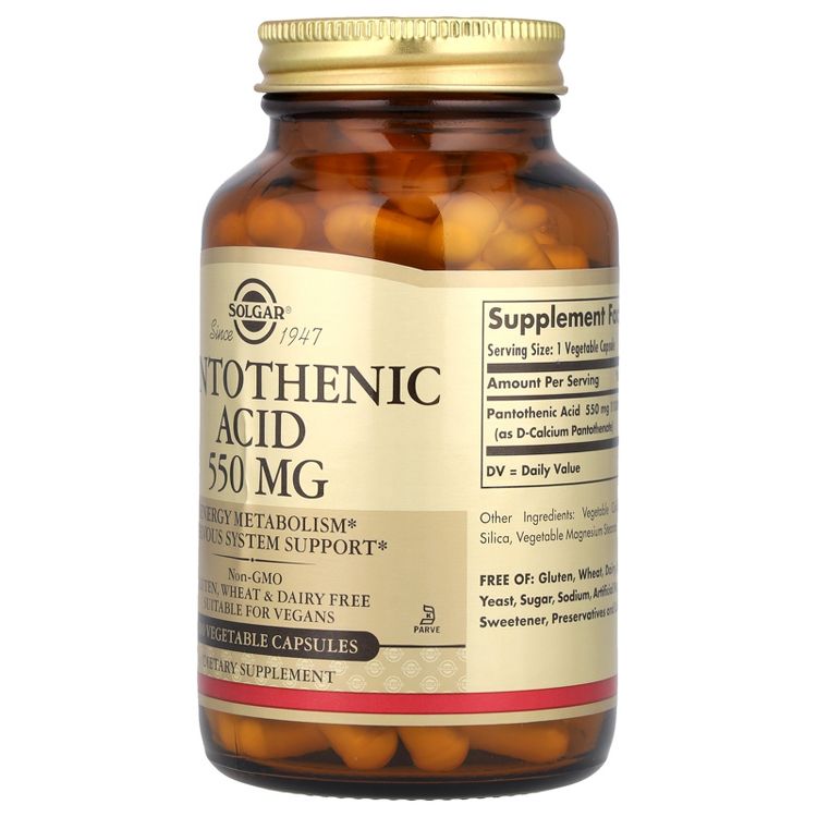 Solgar Pantothenic Acid, 550 mg, 100 Vegetable Capsules, 4 of 4