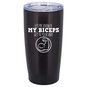 100 North 20 Ounce Stainless Steel On the Go Travel Tumbler With Push Top Lid, Biceps in Your Way Black - 1 of 4