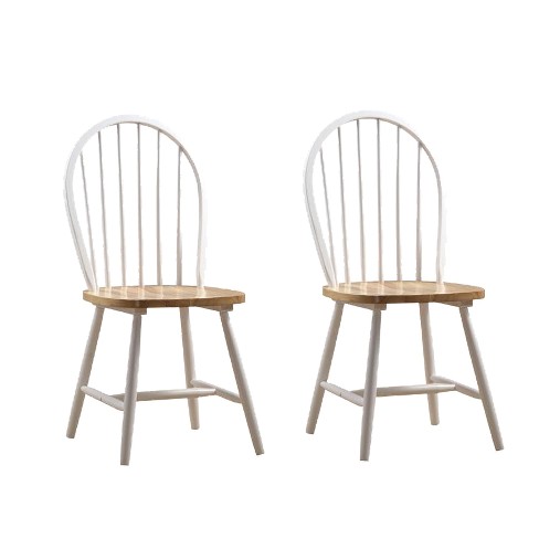 Set Of 2 Windsor Dining Chair Wood, White Wood Dining Chairs