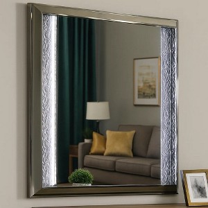 Royal Hampton Dresser Mirror, 38 Inch, Leaf Pattern Molding w LED, Dark Gray Wood - 1 of 4