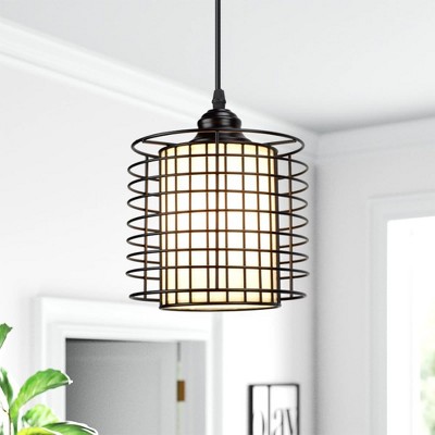 Runesay Pendant Light Fixtures, Black Pendant Lighting wtih Metal Cage, Industrial Dining Room Light Fixtures Ceiling Hanging, Adjustable Cord
